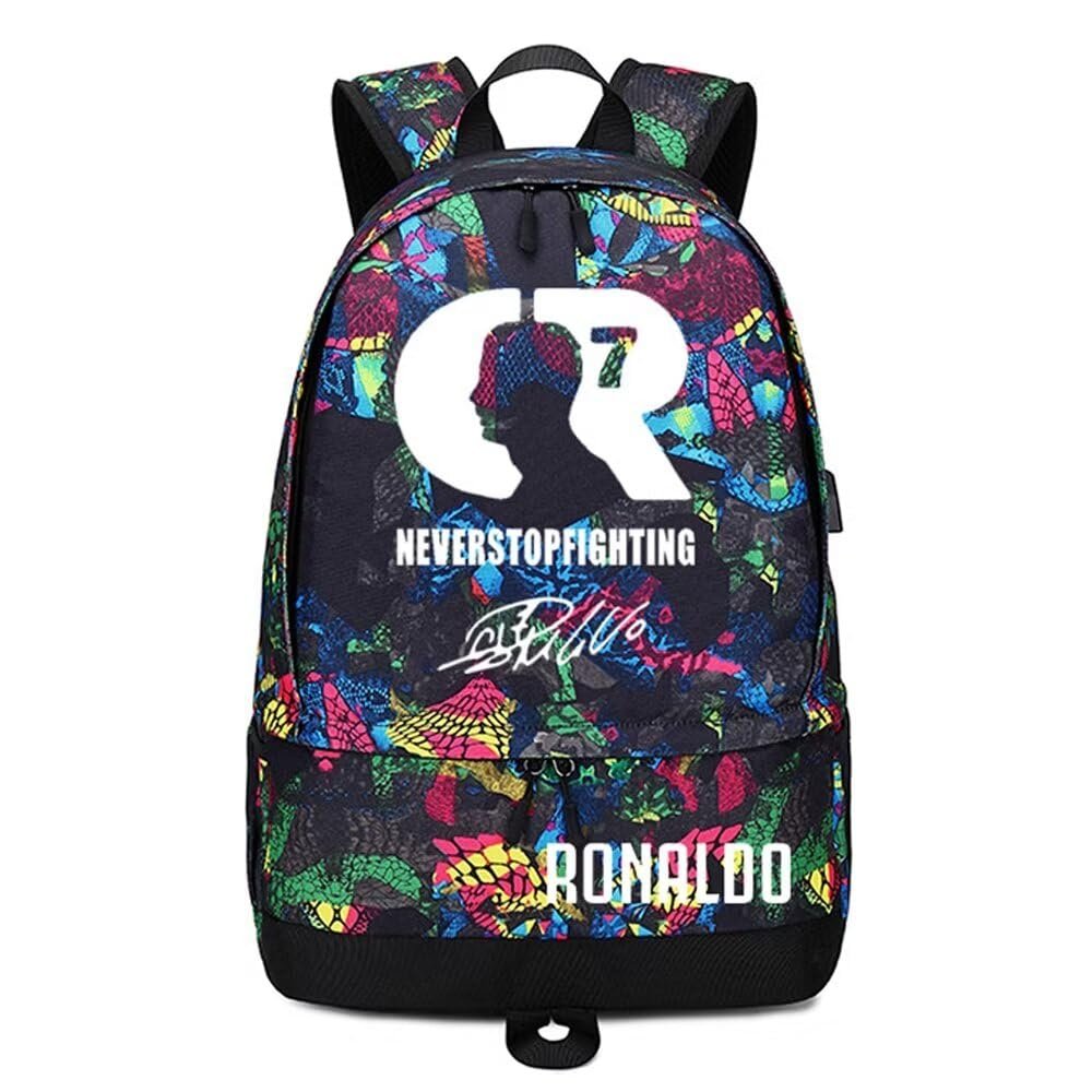 FANwenfeng Soccer Player 7 Luminous Ball Storage Backpack Fans Multifunctional Bag (Red Pattern 4)