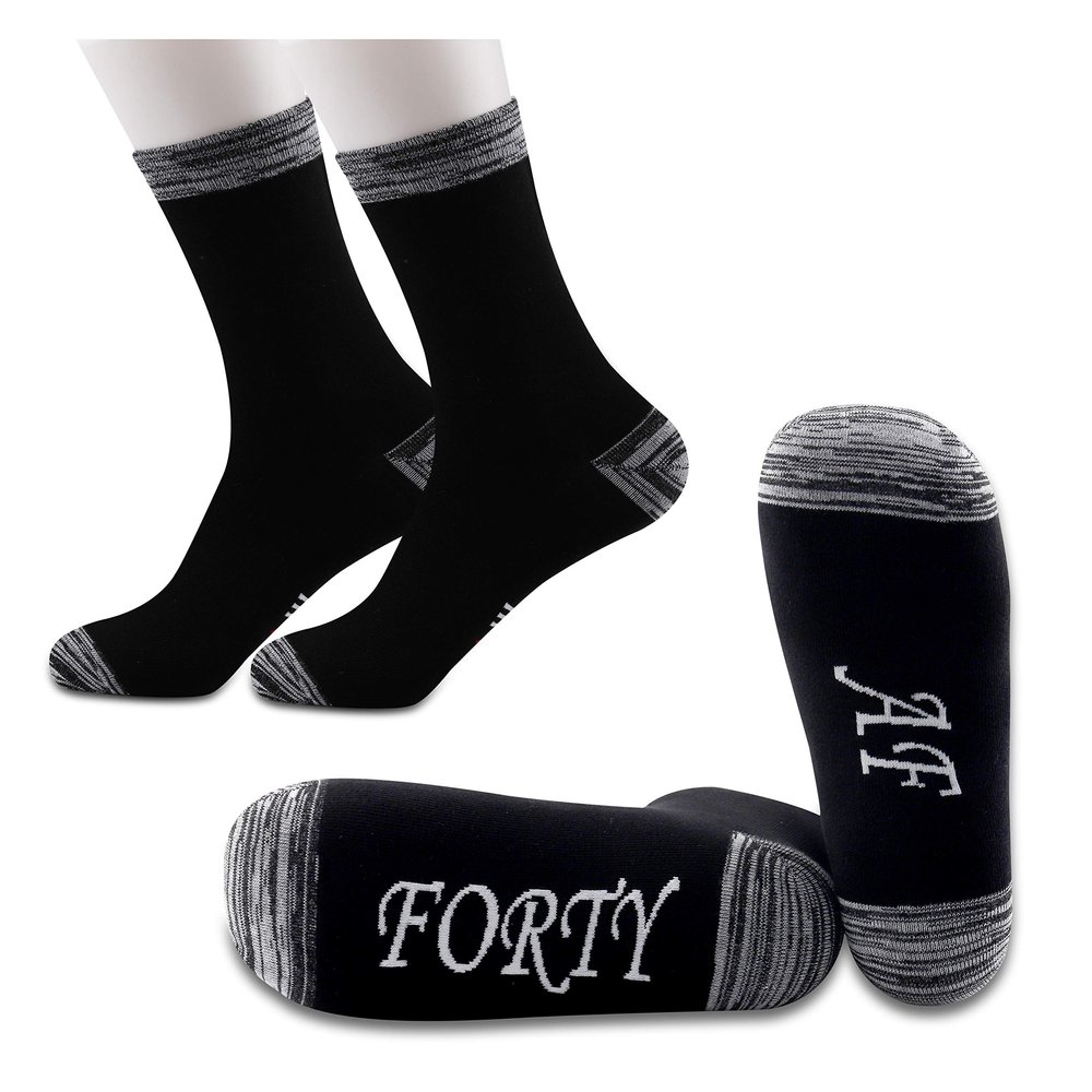 JXGZSO 40th Birthday Gift Forty AF Socks 40th Birthday Socks 40th Gift Friend Gift BFF Birthday Gift (Forty AF black-men)