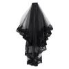 Black Lace Veil Bridal Wedding Veils Halloween Veil with Comb 2 Tier Mantilla Veils Costume Accessory Party Headwear view 1