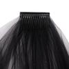 Black Lace Veil Bridal Wedding Veils Halloween Veil with Comb 2 Tier Mantilla Veils Costume Accessory Party Headwear view 4