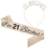 "I'm 21 Bitches!" Sash & Rhinestone Headband Set - 21st Birthday Gifts Birthday Sash for Women Birthday Party Supplies (Gold Glitter/Black) view 1