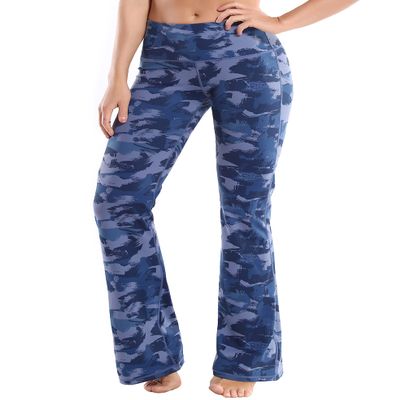 BUBBLELIME 29"/31"/33"/35"/37" 4 Styles Women's High Waist Bootcut Yoga Pants - Basic Polyester_Navy BRUSHCAMO XL-31 Inseam