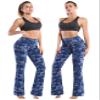 BUBBLELIME 29"/31"/33"/35"/37" 4 Styles Women's High Waist Bootcut Yoga Pants - Basic Polyester_Navy BRUSHCAMO XL-31 Inseam view 2