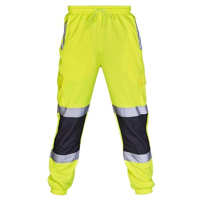 XUETON Mens Road Work Pant High Visibility Overalls with Reflective Tape Pants(Green,Medium)