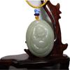 1.8" China Certified Nature Hetian Nephrite Jade Lucky Buddha Hand Carved Necklace Pendant 2385 view 1