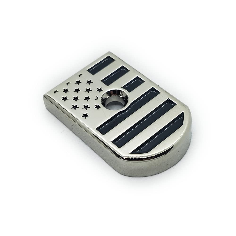 2 X Custom for Beretta 92 96 INOX Magazine Floor Base Plate 9mm .40 Nickel Plated US Flag