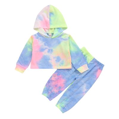 Kayotuas Toddler Kids Baby Girl Boy Clothes Tie Dye Long Sleeve Hoodie Sweatshirt Drawstring Pant Outfits Tracksuit Set (A Hoodie Blue, 5-6X)