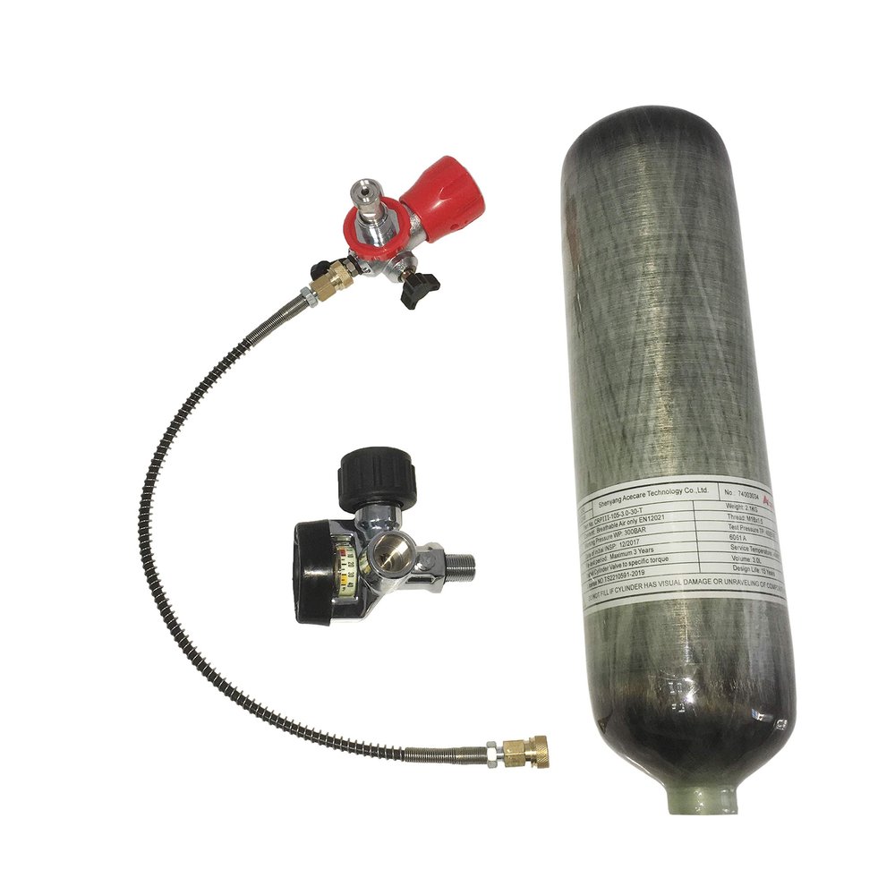 Acecare 3L CE 300Bar Carbon Fiber Hpa Tank Air Systems PCP Paintball Empty Bottle Refill Kits (3L with AKH-D1)
