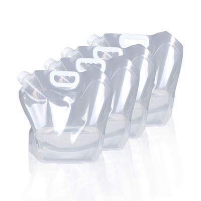 Soddeph Collapsible Water Container Bag, BPA Free Food Grade Clear Plastic Storage Jug for Sport Camping Riding Mountaineer,Freezable, Food Grade (4-pack-2.6 Gal)