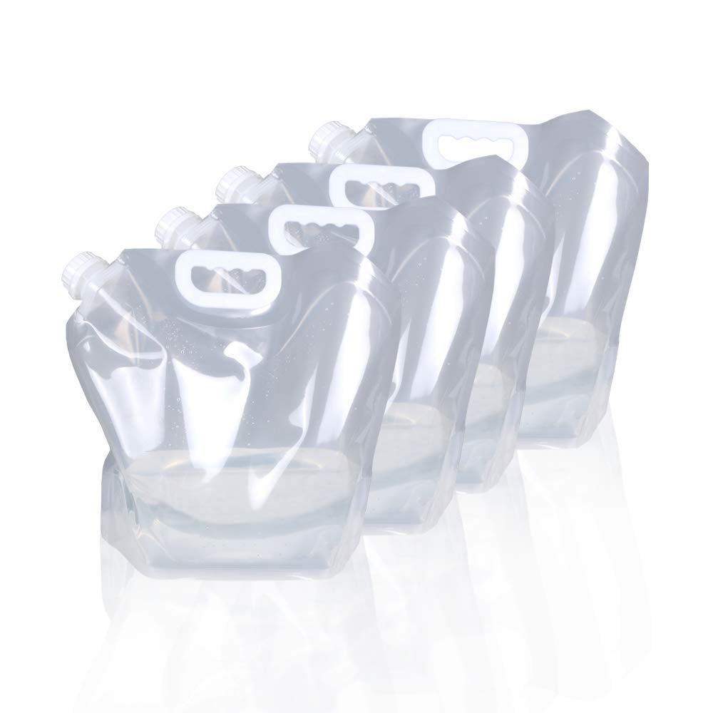 Soddeph Collapsible Water Container Bag, BPA Free Food Grade Clear Plastic Storage Jug for Sport Camping Riding Mountaineer,Freezable, Food Grade (4-pack-2.6 Gal)