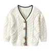 Auro Mesa Kids Boys' Anti-Pill V-Neck Cardigan Sweater Button up Knit Children Jacket 1 2 3 4 5 Years (White, 100 2Y) view 1
