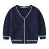 Auro Mesa Kids Boys' Anti-Pill V-Neck Cardigan Sweater Button up Knit Children Jacket 1 2 3 4 5 Years (Navy, 80 12-18M) view 1