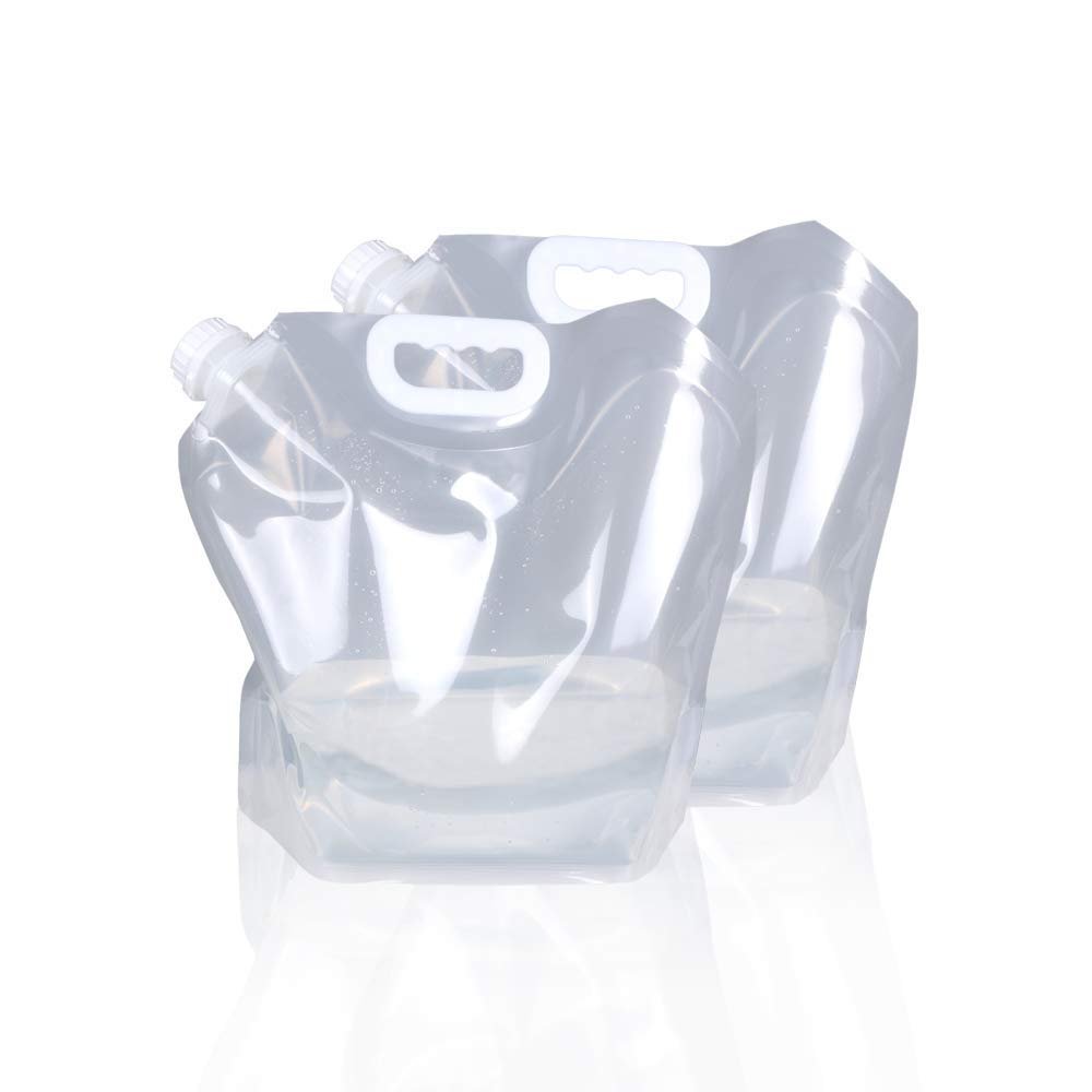 Soddeph Collapsible Water Container Bag, BPA Free Food Grade Clear Plastic Storage Jug for Sport Camping Riding Mountaineer,Freezable, Food Grade (2-pack-1.3 Gal)