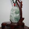 2" China Certified Grade A Nature Jadeite Jade Blessing Bat and Lotus Hand Carved Necklace Pendant 8582 view 1