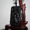 2.3" China Certified Nature Black Obsidian Jade Guangong Amulet Hand Made Necklace Pendants 8972 view 4