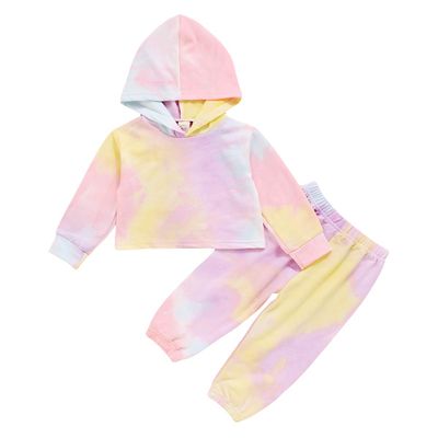 Kayotuas Toddler Kids Baby Girl Boy Clothes Tie Dye Long Sleeve Hoodie Sweatshirt Drawstring Pant Outfits Tracksuit Set (A Hoodie Pink, 2-3T)