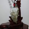 1.8" China Certified Grade A Nature Jadeite Jade Wealth Pixiu and Leaf Double Carved Necklace Pendant 8503 view 2