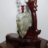 1.8" China Certified Grade A Nature Jadeite Jade Wealth Pixiu and Leaf Double Carved Necklace Pendant 8503 view 3