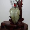 1.8" China Certified Grade A Nature Jadeite Jade Wealth Pixiu and Leaf Double Carved Necklace Pendant 8503 view 4