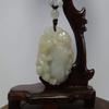 1.9" China Certified Grade A Nature Jadeite Jade Fortune Pixiu and Peanut Hand Carved Necklace Pendant 8509 view 1