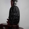 2.7" China Certified Nature Black Obsidian Jade Blessing Kwan-yin Hand Made Necklace Pendants 8950 view 3