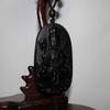 2.7" China Certified Nature Black Obsidian Jade Blessing Kwan-yin Hand Made Necklace Pendants 8950 view 4
