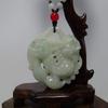 2.2" China Certified Grade A Nature Jadeite Jade Fortune Pixiu Double Hollow Carved Necklace Pendant 8586 view 1