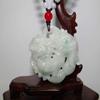 2.2" China Certified Grade A Nature Jadeite Jade Fortune Pixiu Double Hollow Carved Necklace Pendant 8586 view 4