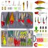 GOANDO Fishing Lures Kit for Freshwater Bait Tackle Kit for Bass Trout Salmon Fishing Accessories Tackle Box Including Spoon Lures Soft Plastic Worms Fishing Gifts (78) view 1