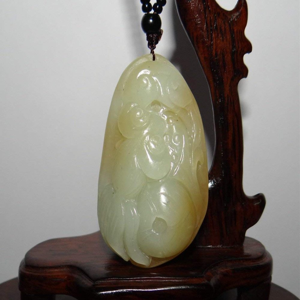 2.4" China Certified Nature Hetian Nephrite Jade Laughing Buddha Necklace Pendants