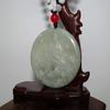2.1" China Certified Grade A Nature Jadeite Jade Blessing Manjusri and Dragon Necklace Pendant 8570 view 3