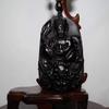 2.4" China Certified Nature Black Obsidian Jade Blessing Manjusri Buddisattva Necklace Pendants 8958 view 2
