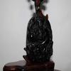 2.4" China Certified Nature Black Obsidian Jade Blessing Manjusri Buddisattva Necklace Pendants 8958 view 3