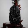 2.4" China Certified Nature Black Obsidian Jade Blessing Manjusri Buddisattva Necklace Pendants 8958 view 4