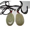 2" China Certified Nature Hetian Nephrite Jade Blessing Buddha and Kwan-yin Necklace Pendant 2382 view 1