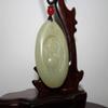 2" China Certified Nature Hetian Nephrite Jade Blessing Buddha and Kwan-yin Necklace Pendant 2382 view 3