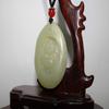 2" China Certified Nature Hetian Nephrite Jade Blessing Buddha and Kwan-yin Necklace Pendant 2382 view 4