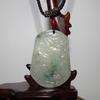 2" China Certified Grade A Nature Jadeite Jade Wealth Fish and Lotus Hand Carved Necklace Pendant 8587 view 2