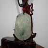 2" China Certified Grade A Nature Jadeite Jade Wealth Fish and Lotus Hand Carved Necklace Pendant 8587 view 3