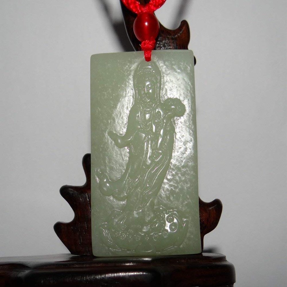 1.9" China Certified Nature Hetian Nephrite Jade Blessing Laughing Buddha Necklace Pendants