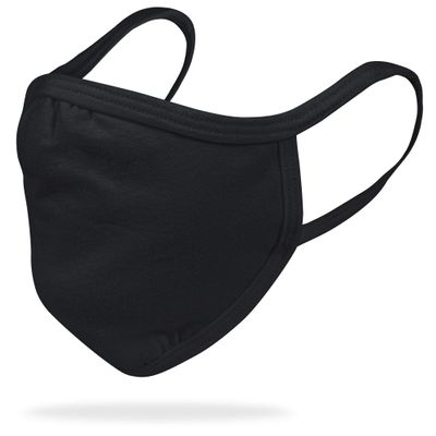 Gildan Youth Reusable Everyday 2-Layer Cotton Face Mask, Black (24 Pack), Youth: 4.75" x 6.5" (6" ear loops)