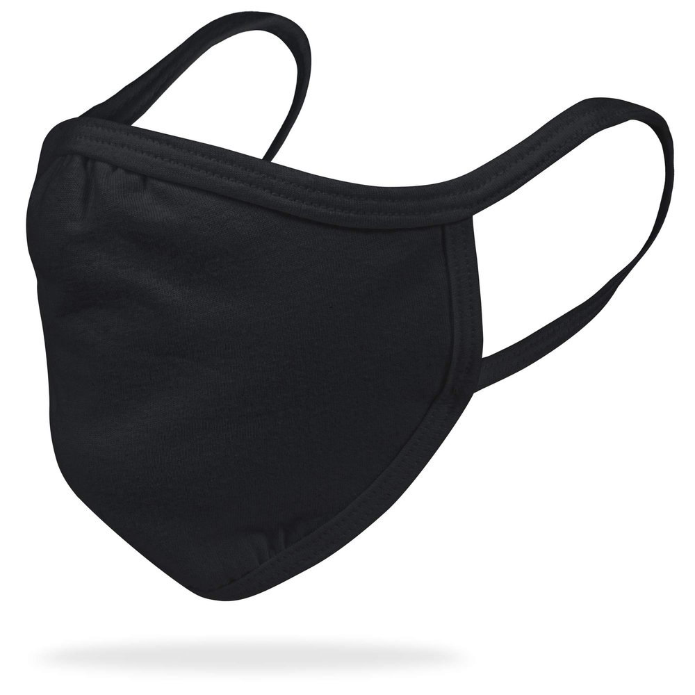 Gildan Youth Reusable Everyday 2-Layer Cotton Face Mask, Black (24 Pack), Youth: 4.75" x 6.5" (6" ear loops)