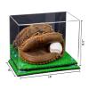 Better Display Cases Acrylic Baseball Catchers Glove Display Case with Mirror Case, Light Blue Risers and Turf Base (A011/V16) view 2