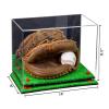 Better Display Cases Acrylic Baseball Catchers Glove Display Case with Mirror Case, Red Risers and Turf Base (A011/V16) view 2