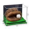 Better Display Cases Acrylic Baseball Catchers Glove Display Case with Mirror Case, Gold Risers and Turf Base (A011/V16) view 2