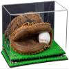 Better Display Cases Acrylic Baseball Catchers Glove Display Case with Mirror Case, Silver Risers and Turf Base (A011/V16) view 1