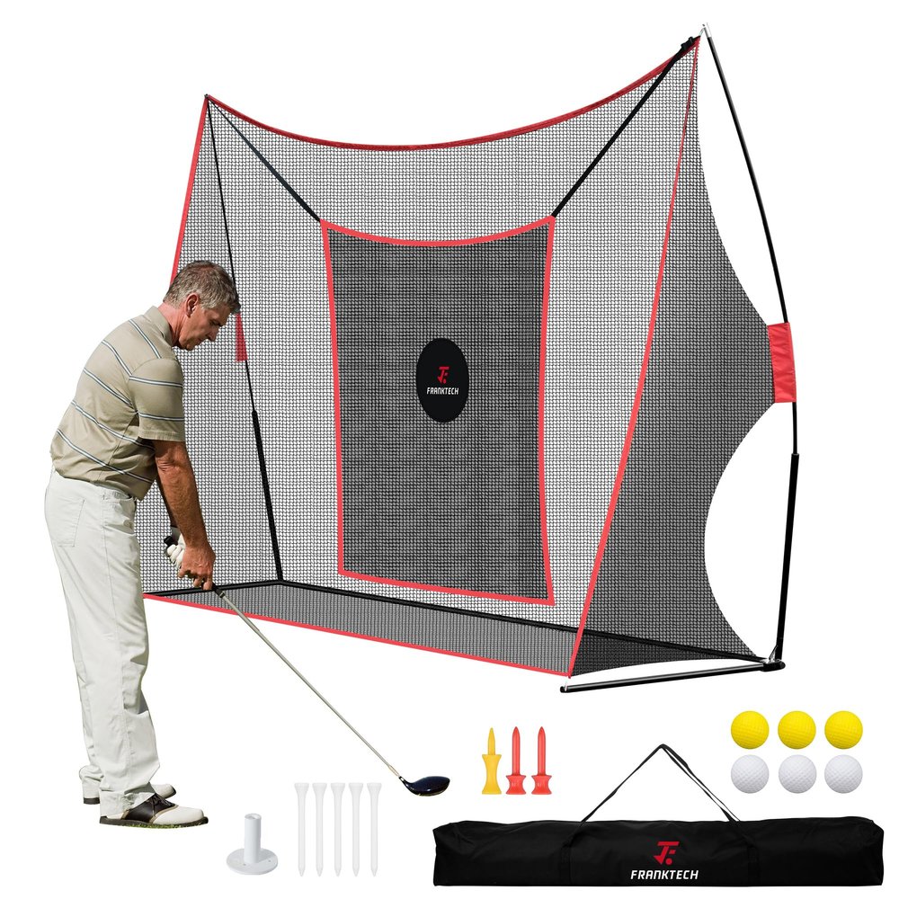 FRANKTECH Golf Hitting Net Heavy Duty Golf Practice Net for Backyard Driving High Impact Chipping Hitting Target Driving Practice Net Include Carry Bag Golf Balls for Indoor Outdoor