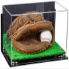 Better Display Cases Acrylic Base and Wall Mountball Catchers Glove Display Case with Mirror Case, Silver Risers, Turf Base and Wall Mount (A011/V16) view 1
