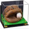 Better Display Cases Acrylic Base and Wall Mountball Catchers Glove Display Case with Mirror Case, Yellow Risers, Turf Base and Wall Mount (A011/V16) view 1