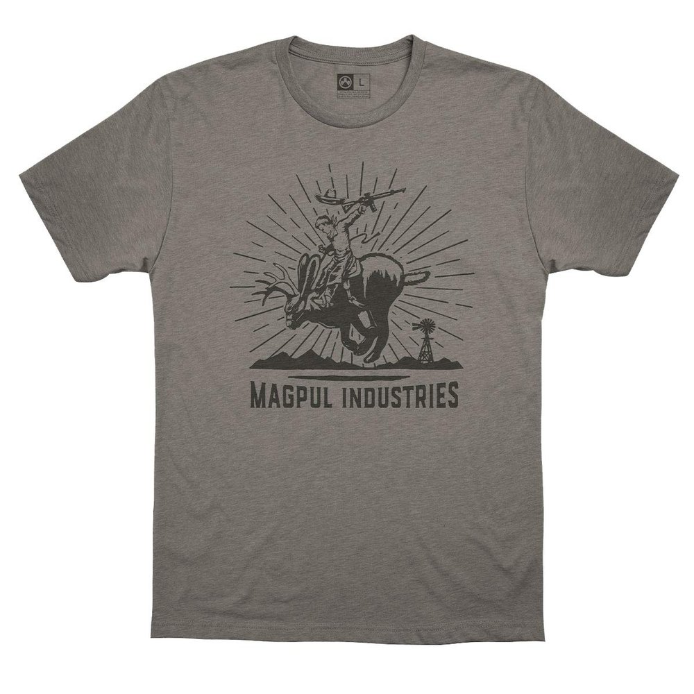 Magpul Blend Crew Neck Short Sleeve T-Shirt for Men, Jackalope Rodeo Stone Gray, Small